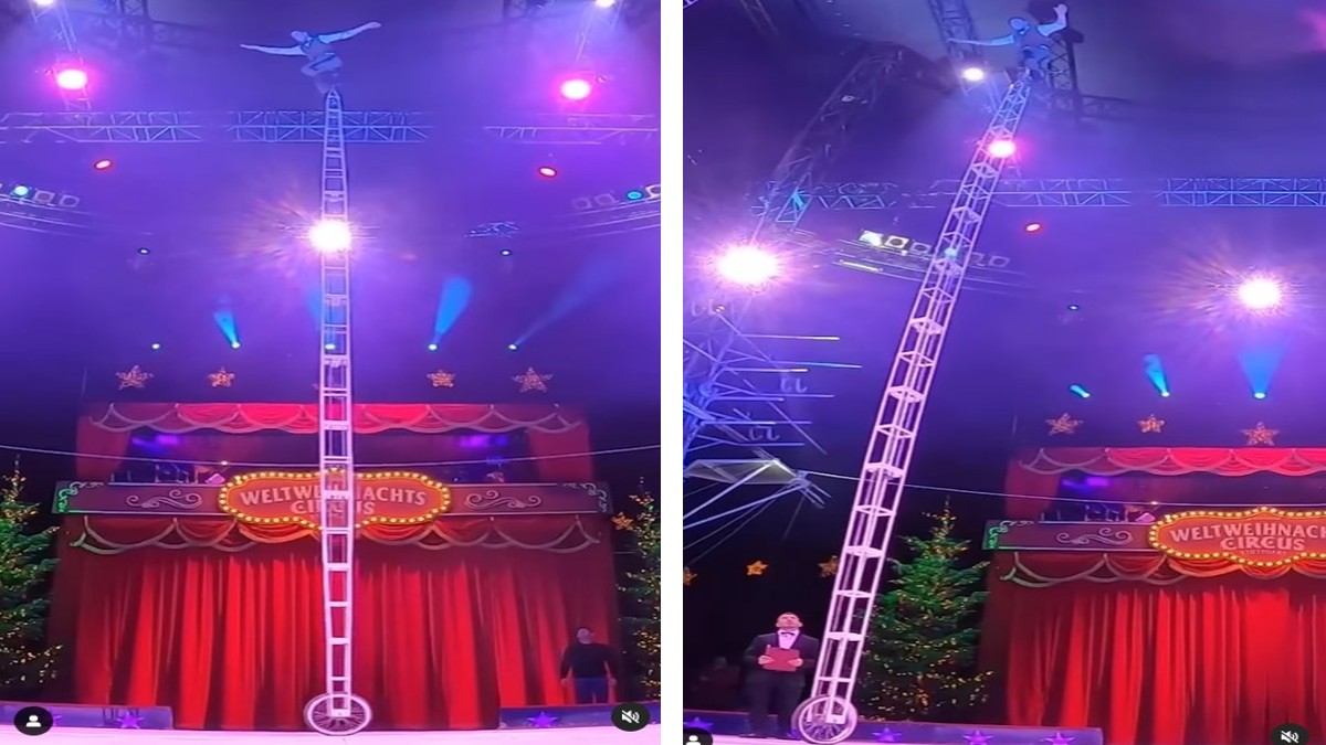 A Florida man Wesley Williams Ride the 31foottall unicycle breaks