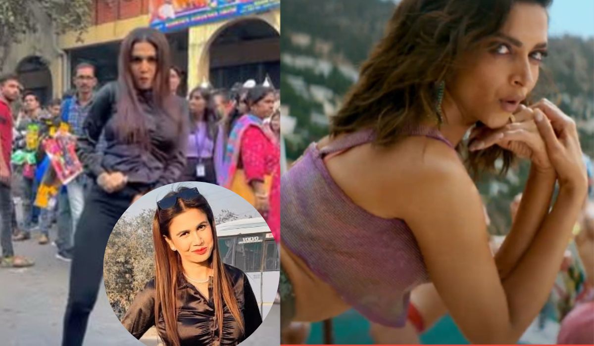 shah rukh khan deepika padukone film pathaan song social media Influencer girl dance on Besharam Besharam Rang गाने पर बीच बाजार में सोशल मीडिया इन्फ्लुएंसर ने किया डांस, वीडियो देख रह जाएंगे हैरान