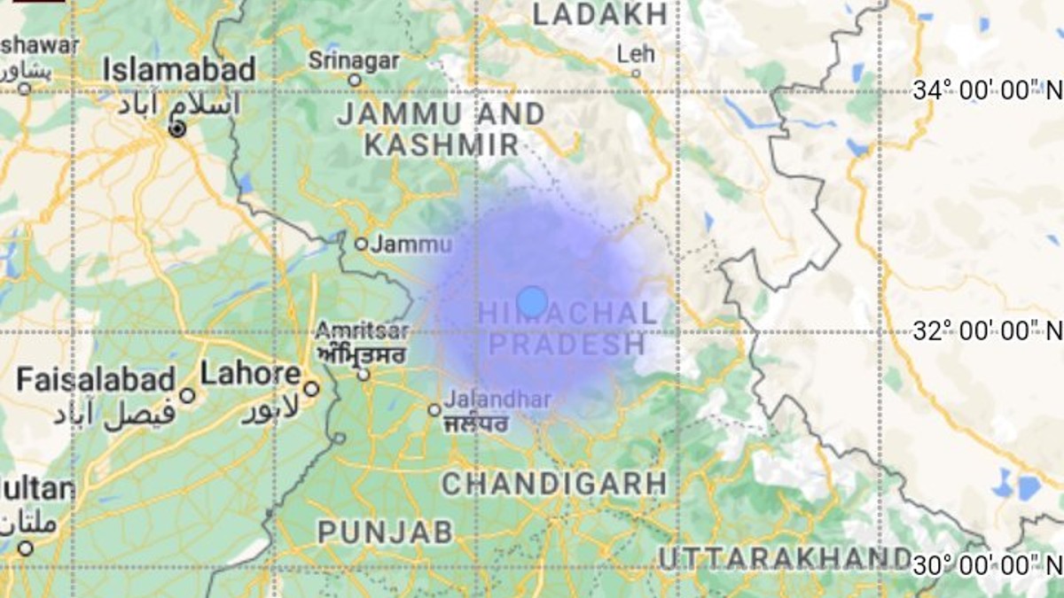 earthquake in Himachal Pradesh 22km East of Dharamshala know the magnitude on the Richter Scale । हिमाचल प्रदेश में भूकंप के झटके, रिक्टर स्केल पर इतनी रही तीव्रता