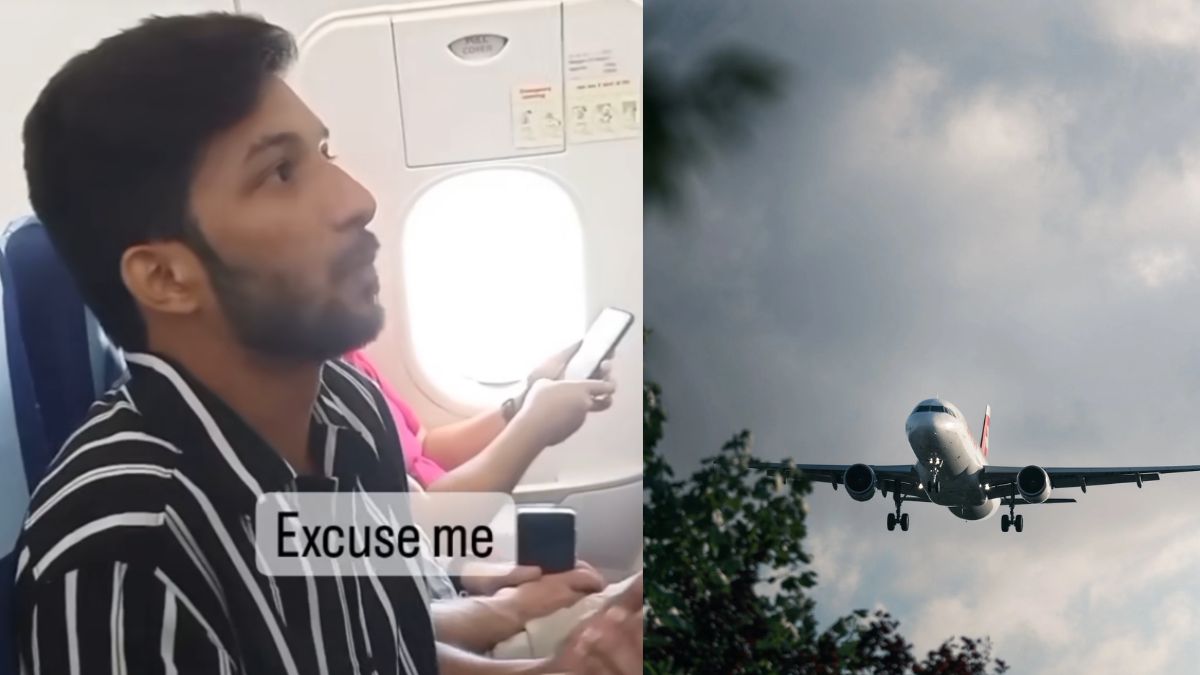 Request for spitting gutkha by a young man in a flying flight | उड़ते जहाज में युवक ने कहा; Excuse me, खिड़की खोल दीजिए गुटखा थूकना है