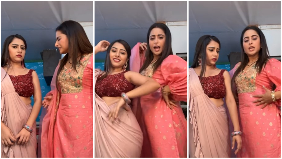 Ghum Hai Kisikey Pyaar Meiin patralekha aka aishwarya sharma dance with Mohit wife Karishma sai joshi | कलह के बीच पाखी ने मोहित की बीवी करिश्मा को भी नचवाया