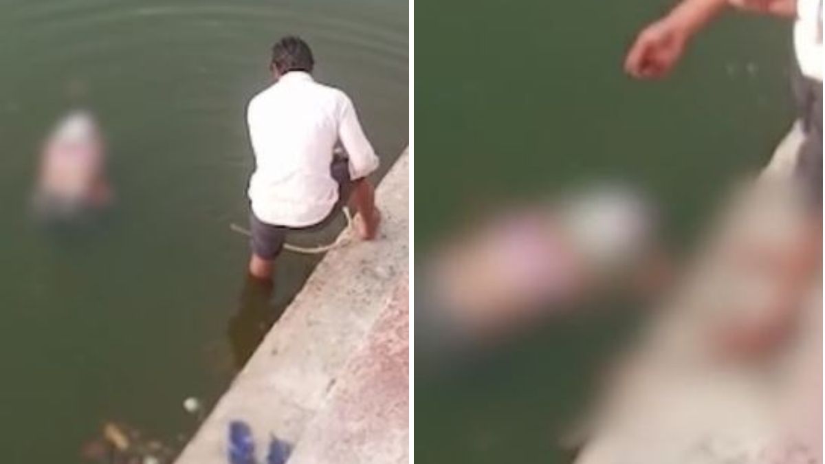 half naked dead body of a girl found in govind kund mathura । मथुरा के गोविंद कुंड में तैरता मिला युवती का अर्धनग्न शव, दुपट्टे से बंधे थे हाथ-पैर