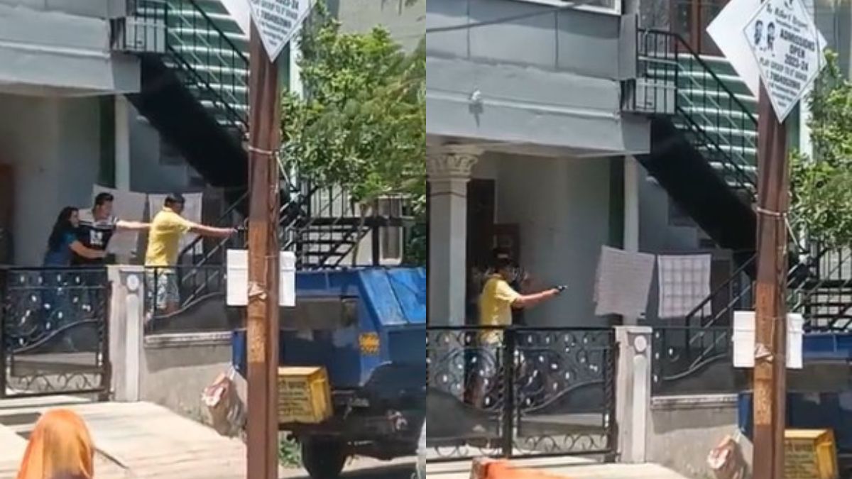 Man points a gun at sanitation worker in indore, Madhya Pradesh, during garbage collection