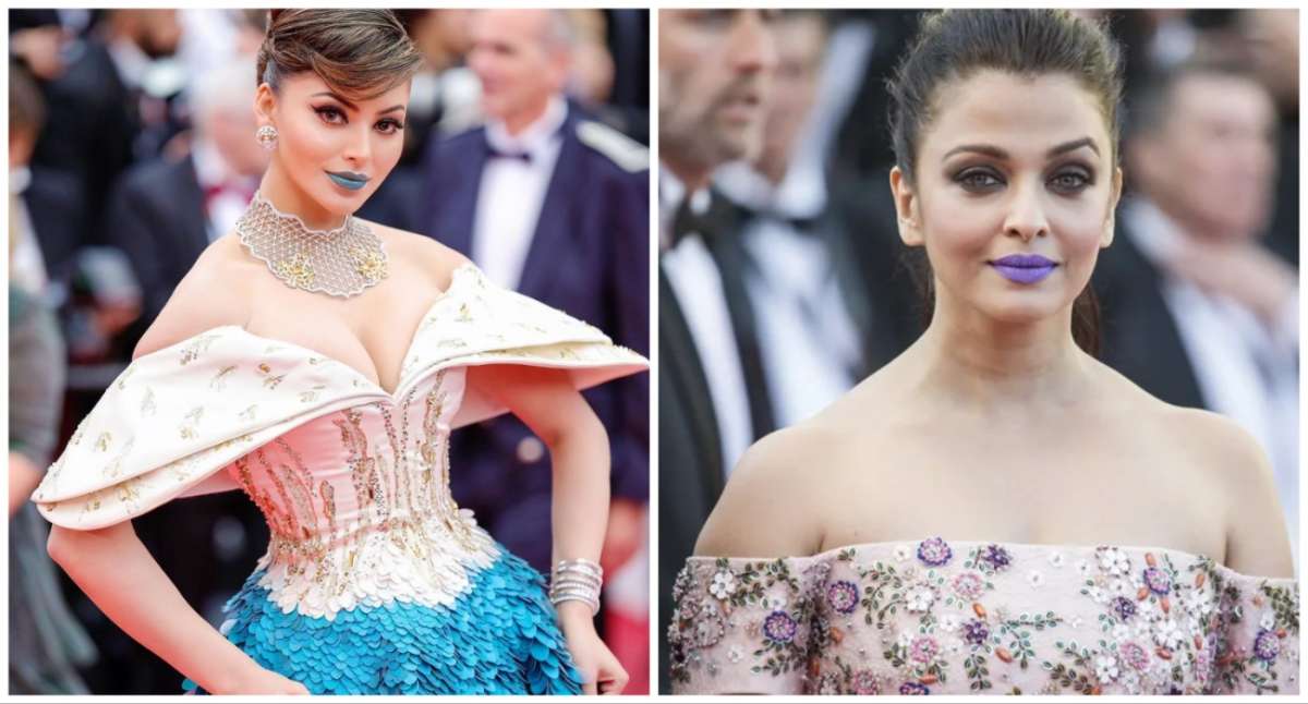 Urvashi Rautela at Cannes Film Festival represents indian national bird get compaired to aishwarya Rai | एश्वर्या राय की राह पर चलीं उर्वशी रौतेला, लिप्स्टिक के साथ एक्सपेरिमेंट पड़ा भारी!