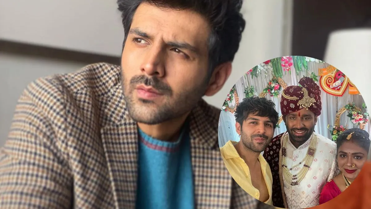 इस शख्स की शादी में शामिल हुए कार्तिक आर्यन, कपल के साथ वायरल हो रही हैं PHOTOS, देखें तस्वीरें Kartik Aaryan attend bodyguard sachin marriage function actor shared photos- India TV Hindi