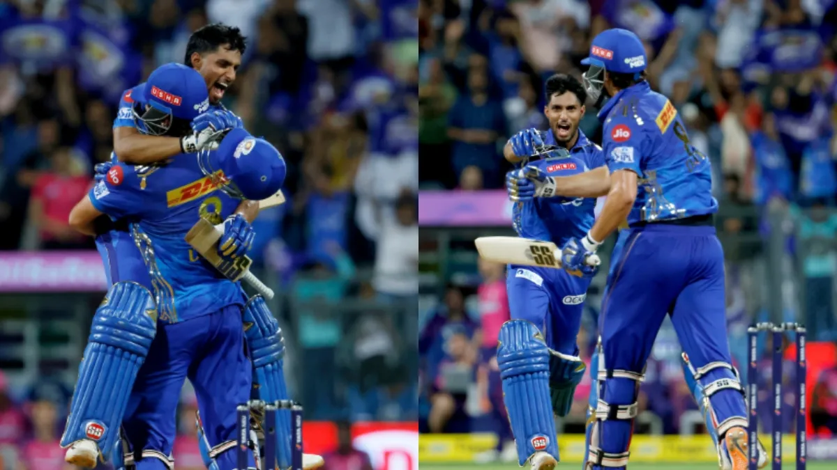 राजस्थान को हराने के साथ ही मुंबई ने बनाया कीर्तिमान, इस प्लेयर ने आखिरी ओवर में 3 छक्के लगाकर छीना मैच Tim David And Tilak Verma- India TV Hindi