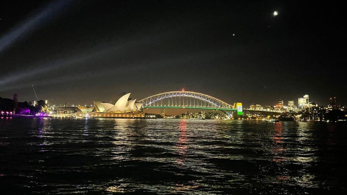 Tiranga Colors Light Up the Sydney Harbor and Opera House Ahead of Indian PM visit