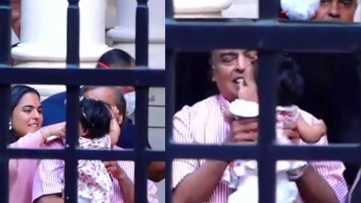 Mukesh Ambani was seen caressing his granddaughter a glimpse created buzz on social media Watch Video | Mukesh Ambani ने नातिन को गोद में लेकर किया दुलार, एक झलक ने सोशल मीडिया पर मचाया तहलका