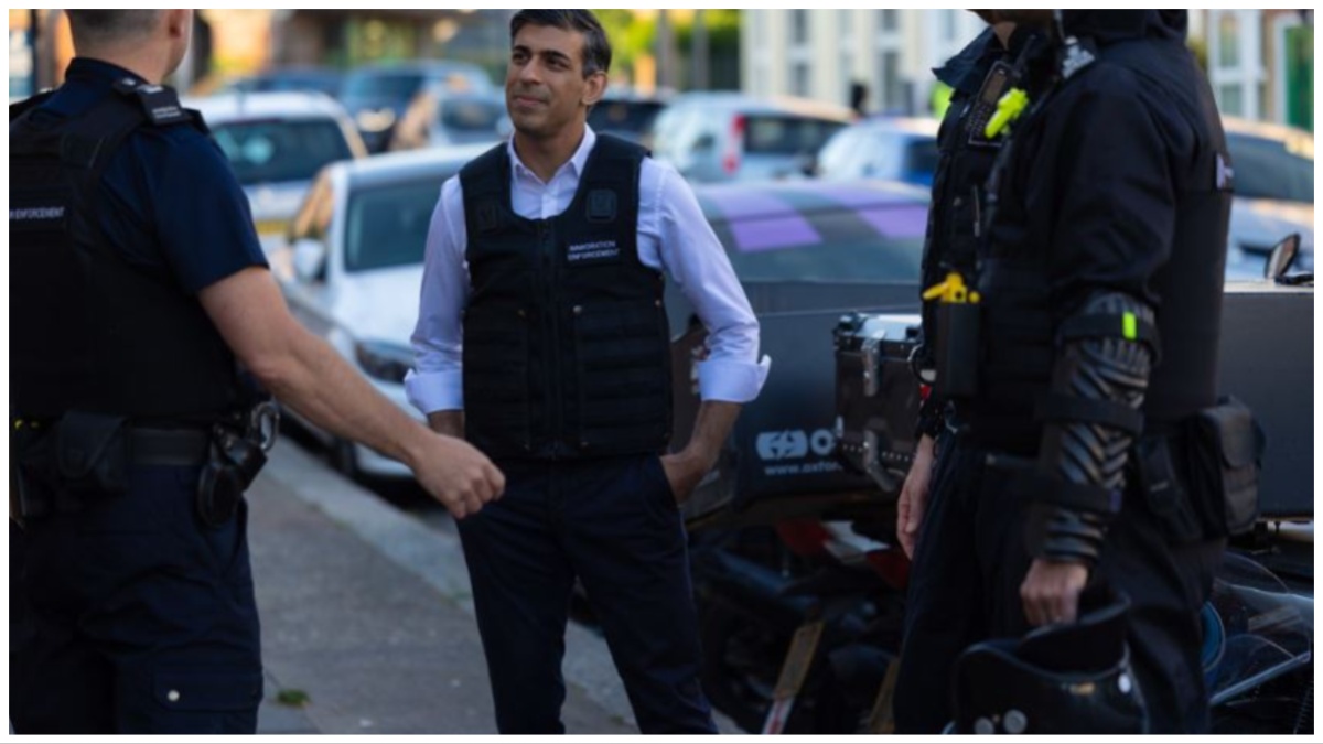 Rishi Sunak came out in bullet proof jacket to crack down on migrants, 105 people arrested