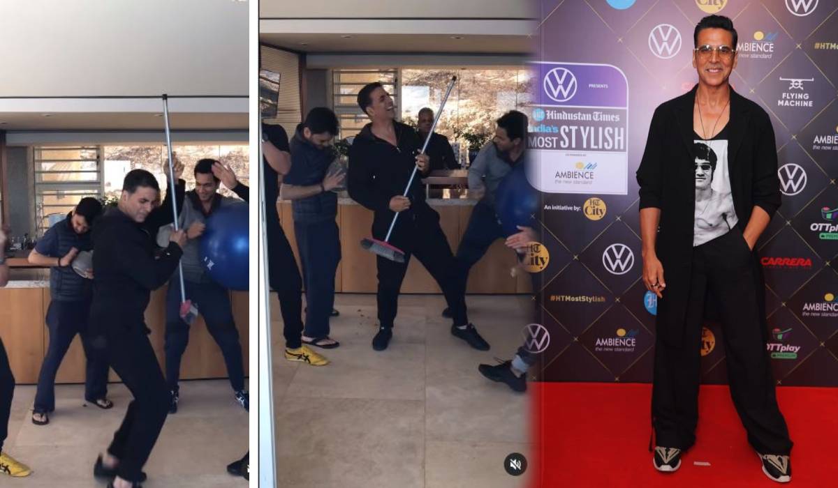 Akshay Kumar shares funny video dancing with wiper along with friends on friendship day | हाथ में वाइपर लिए अक्षय कुमार ने लगाए ठुमके, Video में पहली बार दिखा ऐसा अंदाज, रोके नहीं रुकेगी हंसी!