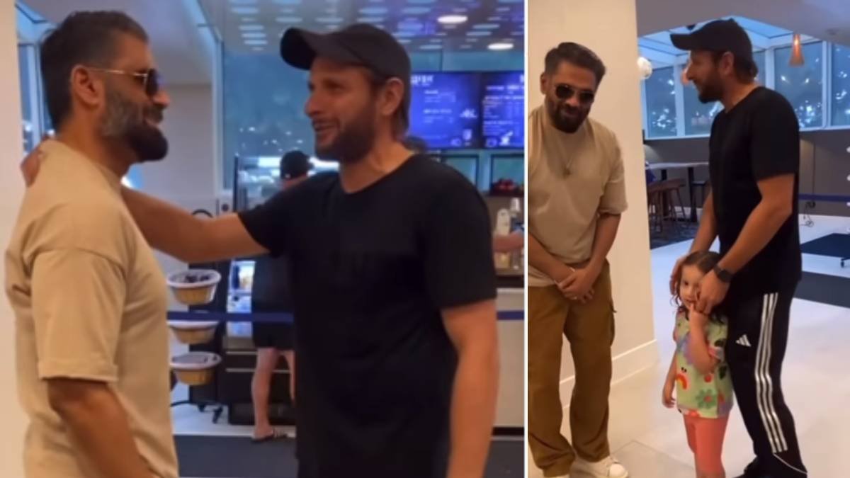 Suniel Shetty met Pakistani cricketer Shahid Afridi cute daughters fans praised after watching VIDEO | Suniel Shetty ने पाकिस्तानी क्रिकेटर शाहिद अफरीदी की क्यूट बेटियों से की मुलाकात, VIDEO देख फैंस