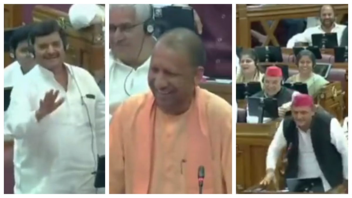 UP assembly session hot and sour jokes between CM Yogi Akhilesh and Shivpal video । यूपी विधानसभा में गूंजे ठहाके, सीएम योगी-अखिलेश और शिवपाल यादव के बीच हुई नोकझोंक