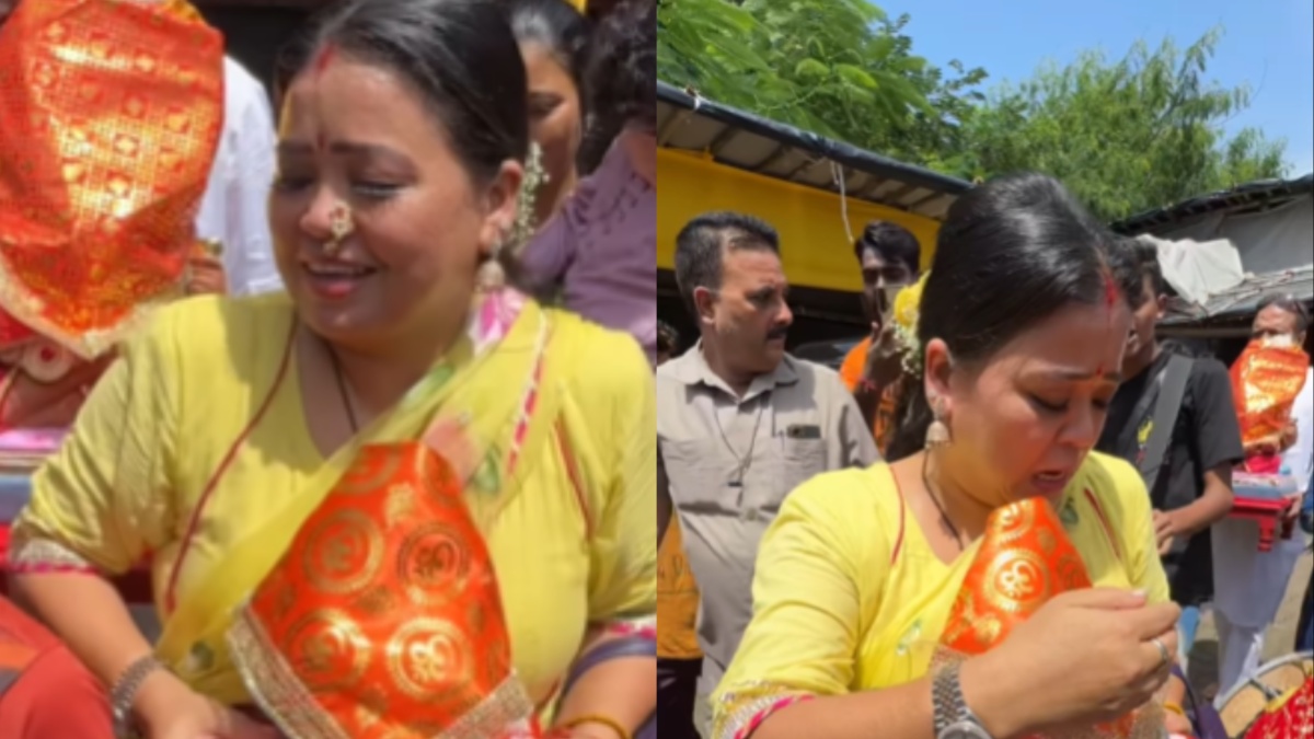 बप्पा को घर लाने में इतना मगन थीं भारती सिंह, नाचते-गाते जा रही थीं तभी नाक से गिरी नथ, Video Viral