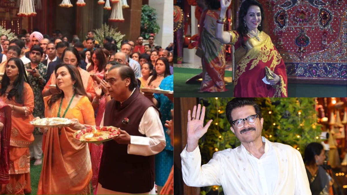 मुकेश अंबानी के घर बप्पा के दर्शन को पहुंचे सितारे, एंटीलिया में छाई हेमा मालिनी