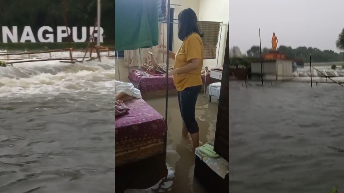 Heavy rain in Nagpur roads and railway stations to houses filled with water holiday in schools Watch VIDEO बारिश से बदली नागपुर की सूरत, रेलवे स्टेशन से लेकर घर तक में भरा पानी, स्कूलों में छुट्टी