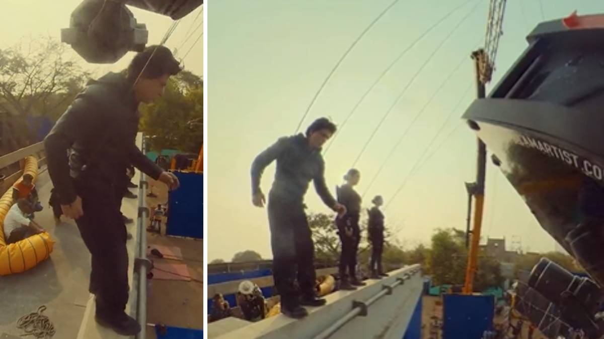 Shah Rukh Khan action used to be like fun on the sets of Jawan fans are showering love on BTS video | Jawan के सेट पर ऐसा होता था Shah Rukh Khan का एक्शन, BTS Video पर फैंस लुटा रहे प्यार