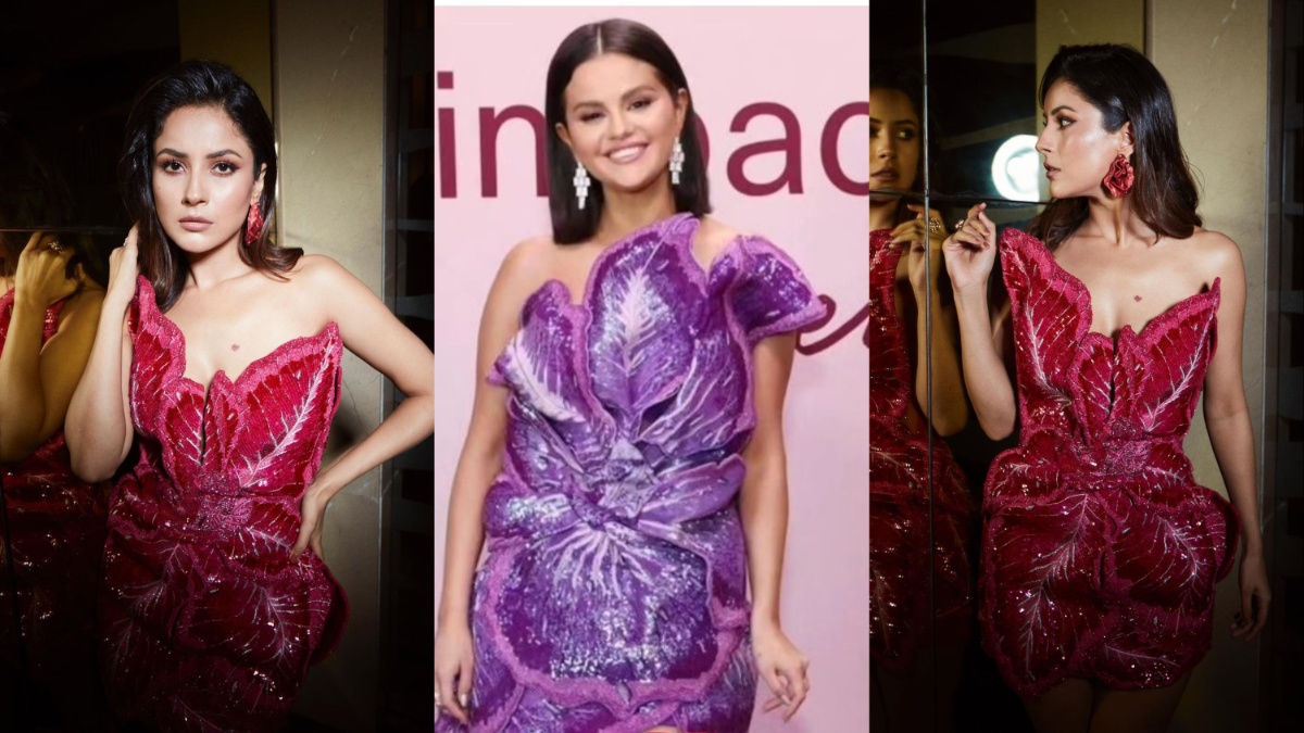 Shehnaaz Gill copy Selena Gomez wore same design expensive dress at the event of thank you for coming | शहनाज गिल बनी Selena Gomez, फैंस के बीच इस नए लुक ने मचाई हलचल
