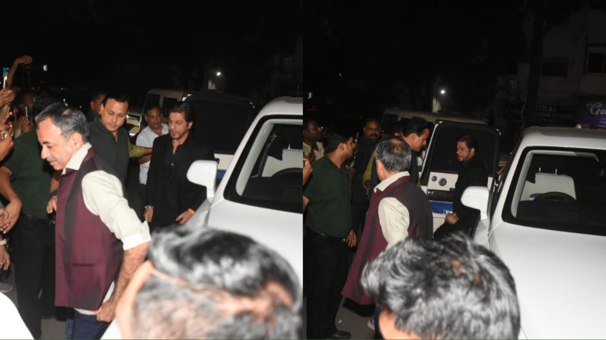 Shah Rukh Khan arrives with Dunki director Rajkumar Hirani for party video viral on internet | शाहरुख खान के साथ नजर आए राजकुमार हिरानी, पार्टी के पहले दिखा किंग खान का जलवा