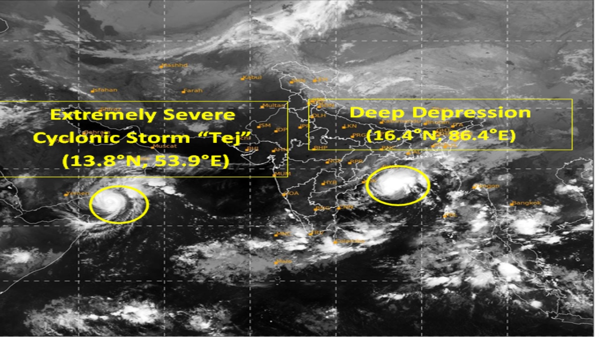 Cyclone Tej turns into extremely severe cyclonic storm moving towards north west updates । Cyclone Tej: अत्यधिक भीषण चक्रवाती तूफान में तब्दील हुआ साइक्लोन ‘तेज’, उत्तर-पश्चिम की ओर बढ़ रहा