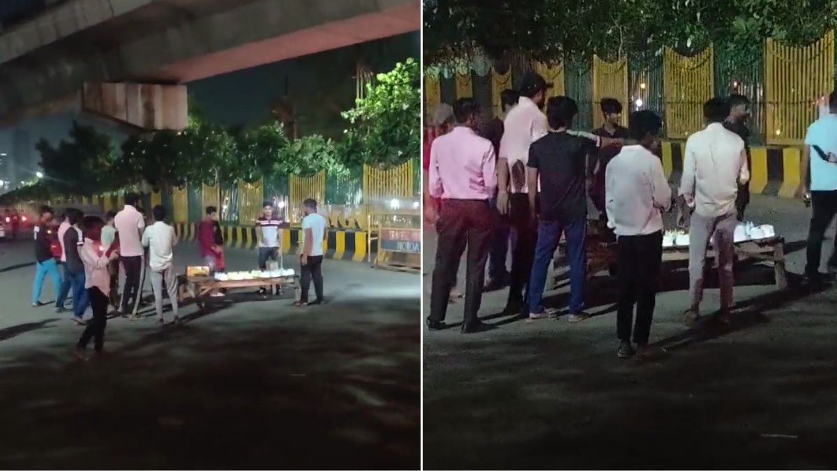 Noida Celebrated birthday by keeping a table on the middle of the road । नोएडा में बीच सड़क पर मेज लगाकर मनाया बर्थडे, एक साथ रखे 10 से ज्यादा केक; पुलिस ने चार को पकड़ा