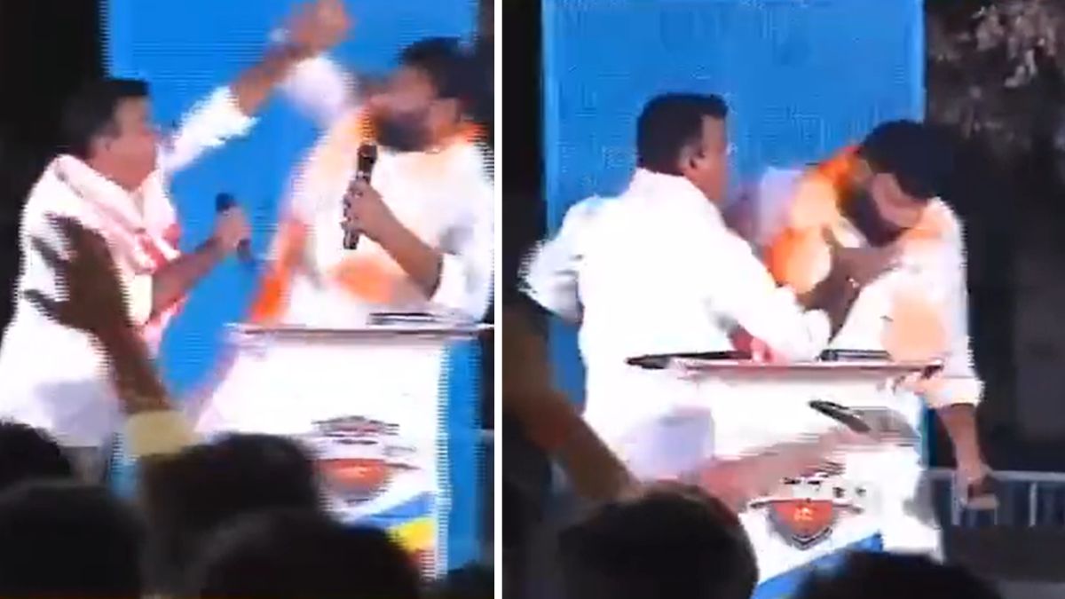 तेलंगाना: BRS विधायक ने LIVE डिबेट शो में BJP उम्मीदवार का पकड़ा गला, हाथापाई भी की; VIDEO