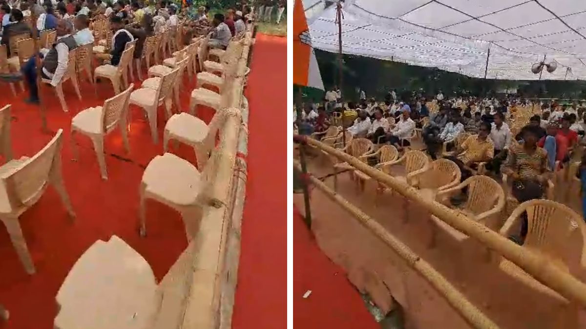 less Crowd seen in CM Ashok Gehlot s public rally in alwar video surfaces । सीएम अशोक गहलोत की जनसभा से नदारद रही भीड़, खाली कुर्सियों को दिया भाषण; VIDEO