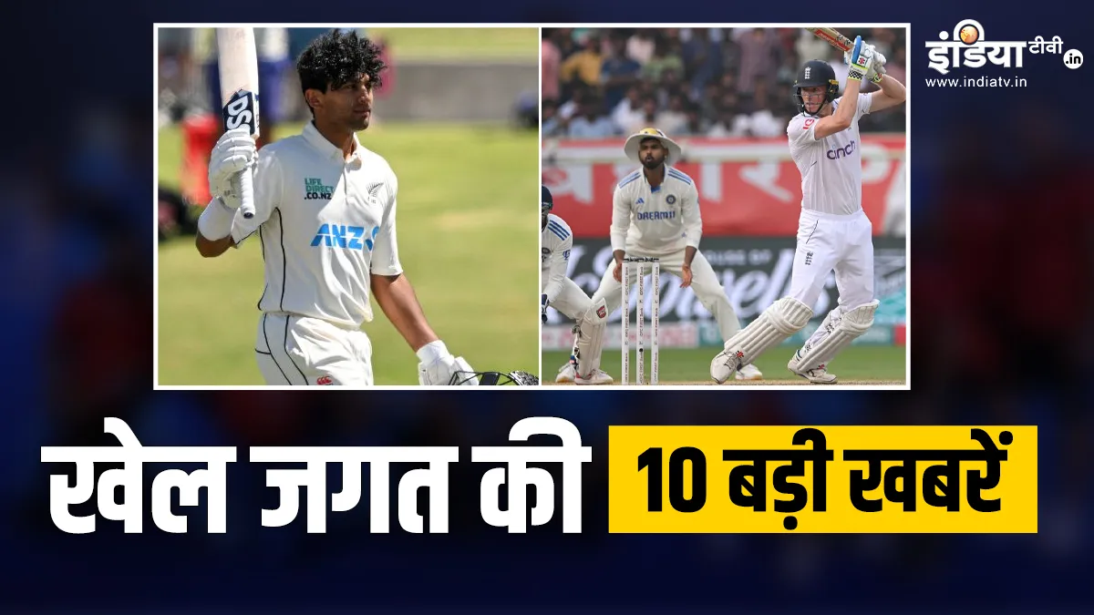 रोमांचक मोड़ पर विशाखापत्तनम टेस्ट, रचिन रविंद्र ने खेली ऐतिहासिक पारी, खेल जगत की 10 बड़ी खबरें Sports Top 10 News- India TV Hindi
