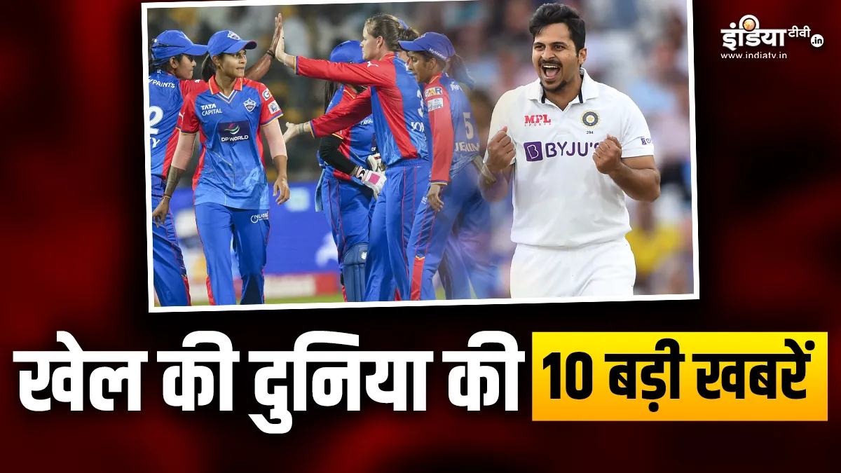 WPL 2024 में दिल्ली कैपिटल्स की टीम को मिली जीत, शार्दुल का रणजी ट्रॉफी के शेड्यूल पर बड़ा बयान; देखें खेल की 10 बड़ी खबरें Delhi Capitals Team And Shardul Thakur- India TV Hindi