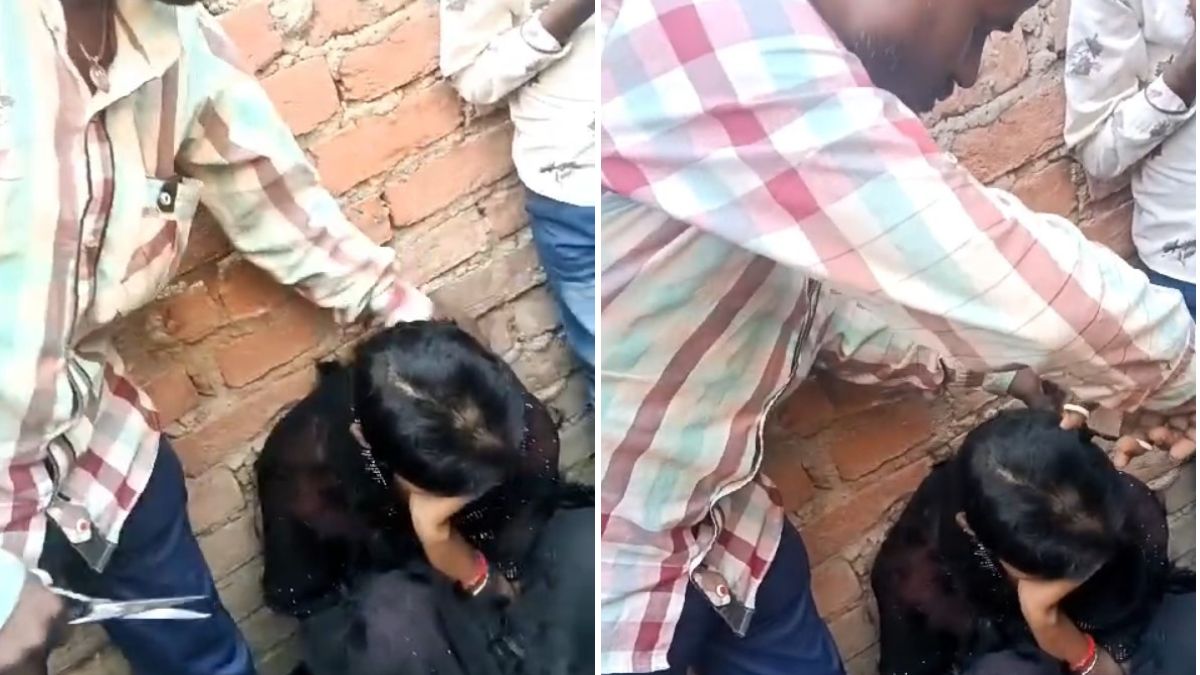 4 बच्चों की मां पर घर से भागने का आरोप, भरी पंचायत में पति ने काट दिए सिर के बाल; VIDEO वायरल
