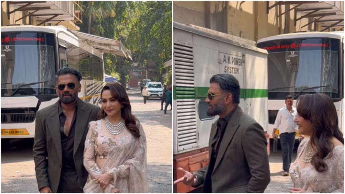 सुनील शेट्टी ने माधुरी दीक्षित संग पोज देते हुए मीडिया के सामने कह दिया कुछ ऐसा, छूट गई सबकी हंसी