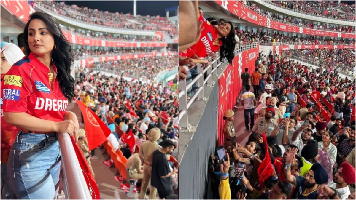 पंजाब-गुजरात का IPL मैच देखने स्टेडियम पहुंची हिना खान, फैंस का फोन लेकर करने लगीं ये काम