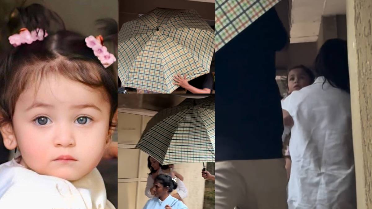 राहा कपूर को छाते में छिपाते हुए निकलीं आलिया भट्ट, बुआ करीना कपूर के घर बाहर दिख गई झलक