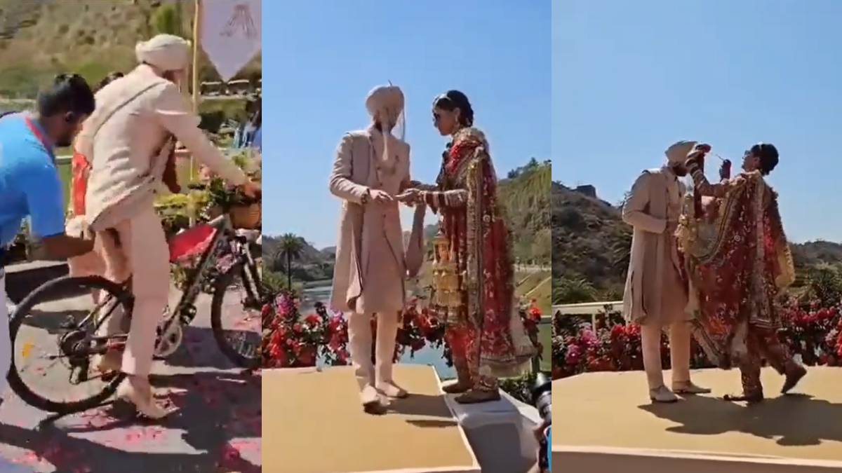 अनारकली सूट में नाचते गाते तापसी पन्नू ने की ब्राइडल एंट्री, विदेशी दूल्हे राजा ने साइकल पर कराई एक्ट्रेस की विदाई