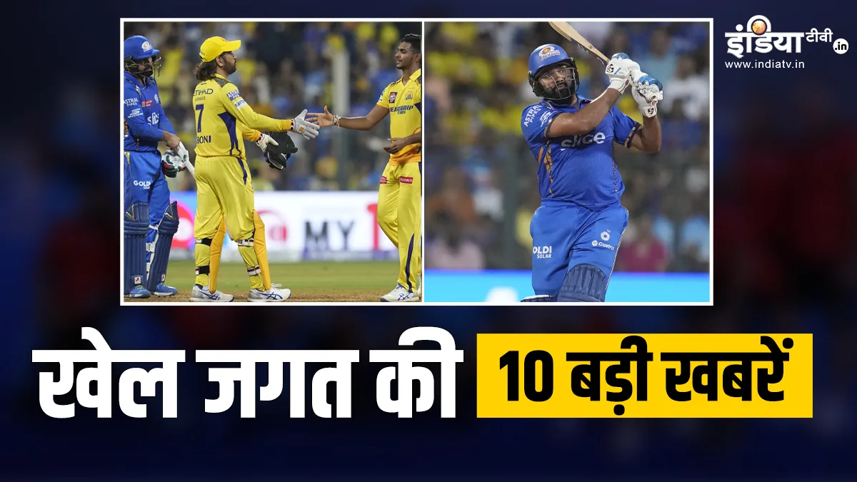 CSK ने दी मुंबई को 20 रनों से मात, रोहित शर्मा ने T20 क्रिकेट में पूरे किए 500 छक्के; देखें खेल की 10 बड़ी खबरें INDIA TV- India TV Hindi