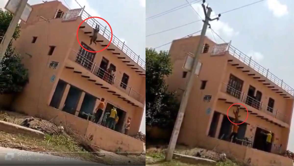 यूपी: मथुरा से चौंकाने वाला मामला, नाराज होकर प्रेगनेंट महिला छत से लटकी लेकिन हो गया बड़ा हादसा, देखें VIDEO