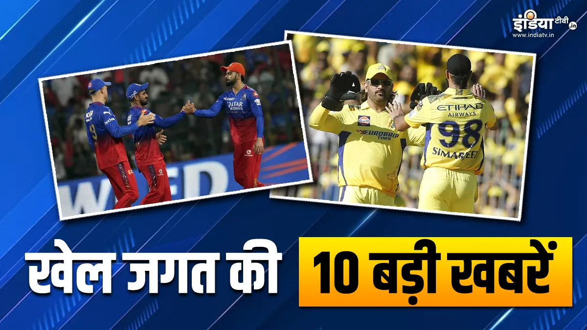 Sports Top 10: RCB की लगातार 5वीं जीत, CSK ने राजस्थान रॉयल्स को हराया, देखें खेल की 10 बड़ी खबरें Sports Top 10 News- India TV Hindi