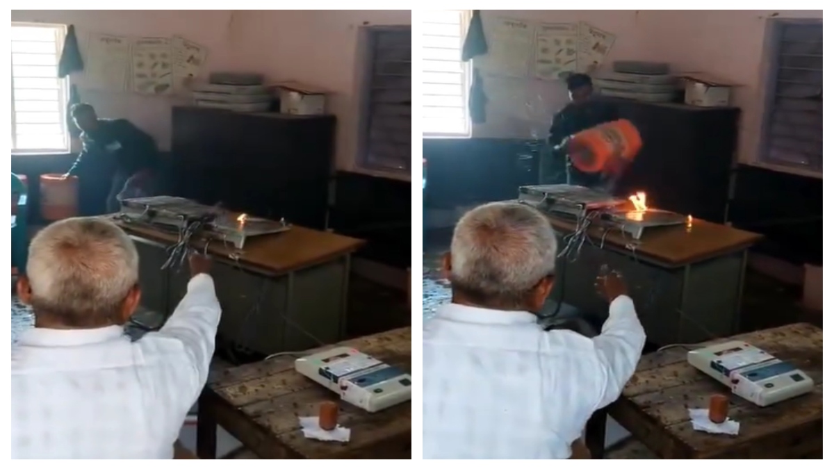 महाराष्ट्र: वोटिंग करने आए युवक ने पेट्रोल डालकर EVM में लगा दी आग, मचा हड़कंप-VIDEO – India TV Hindi