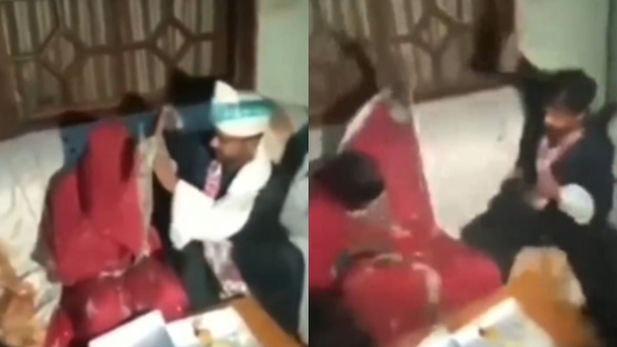 दुल्हन का घूंघट उठाते ही दूल्हे को लगा तगड़ा झटका, उसके बाद जो हुआ उसका Video वायरल – India TV Hindi