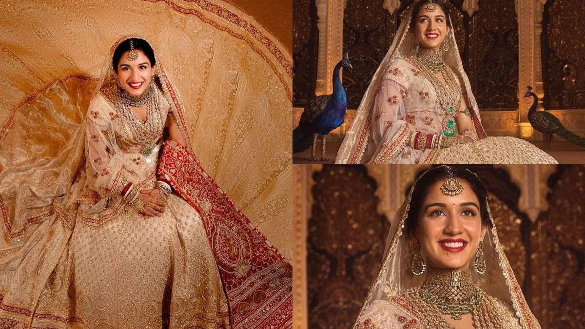 अनंत के लिए राधिका ने किया सोलह श्रृंगार, खूबसूरत जोड़े में सजीं अंबानी फैमिली की छोटी बहू का फर्स्ट लुक आउट