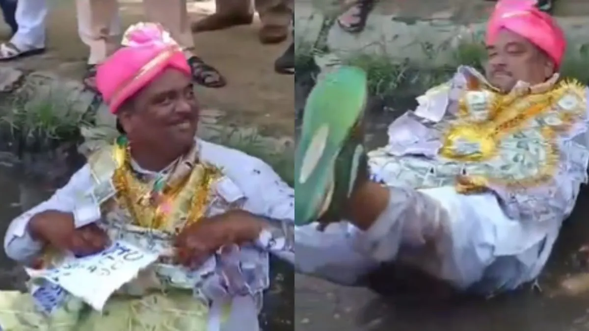 चुनाव में मिली हार तो कीचड़ में लोटने लगे नेता जी, Video देख नहीं रुक रही लोगों की हंसी नाले में लोटते हुए नेता जी- India TV Hindi