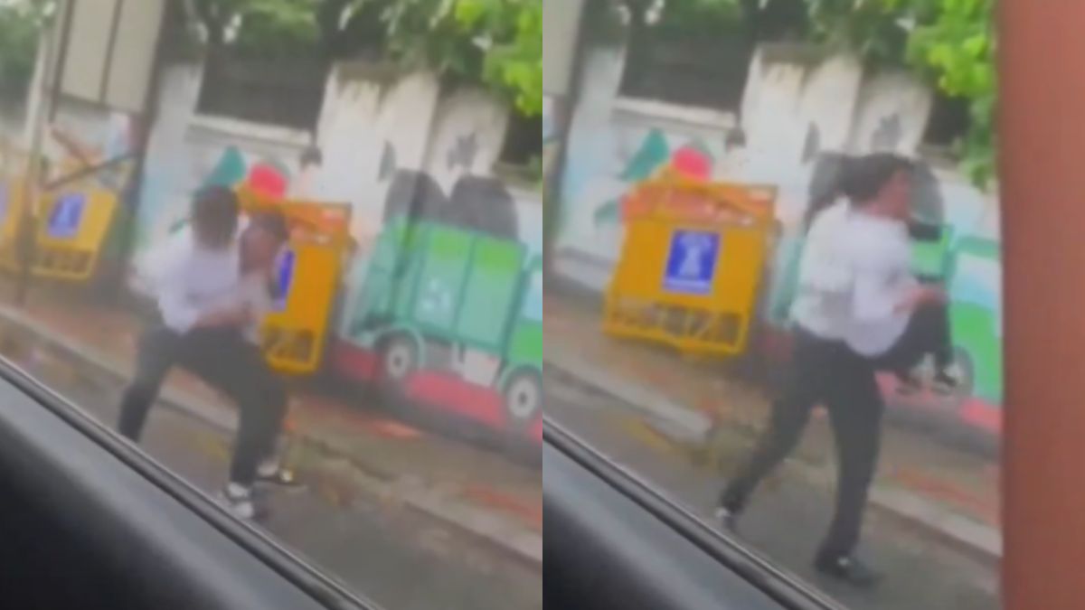 VIDEO: गर्लफ्रेंड को गोद में लिए भाग रहा था शख्स, अचानक लड़खड़ाया पैर और हो गया मुंह के बल चारो खाने चित्त
