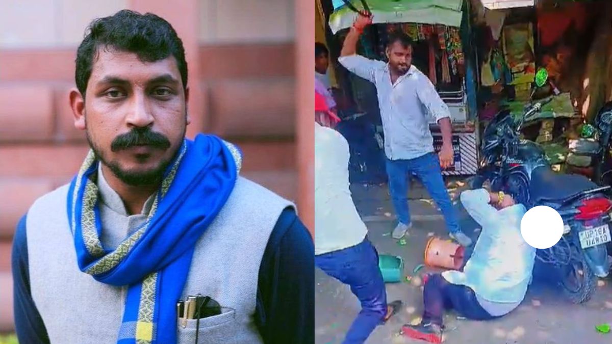 VIDEO: चंद्रशेखर को काला झंडा दिखाने पहुंचे युवक की बेरहमी से पिटाई, आजाद समाज पार्टी के समर्थकों पर आरोप