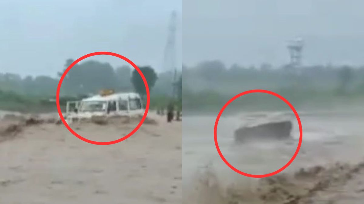 देखते ही देखते पानी की तेज धार में बही तीर्थयात्रियों को ले जा रही जीप, सामने आया खौफनाक Video