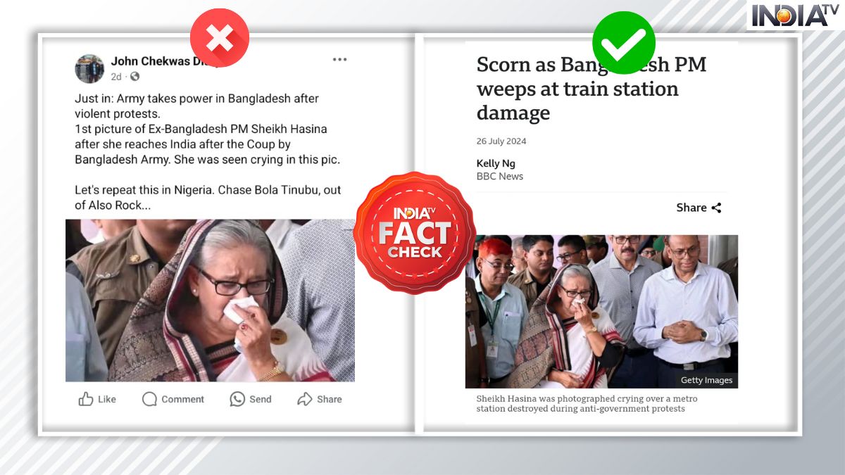 Fact Check: शेख हसीना की रोते हुए ये तस्वीर भारत की है? जानें वायरल दावे का सच
