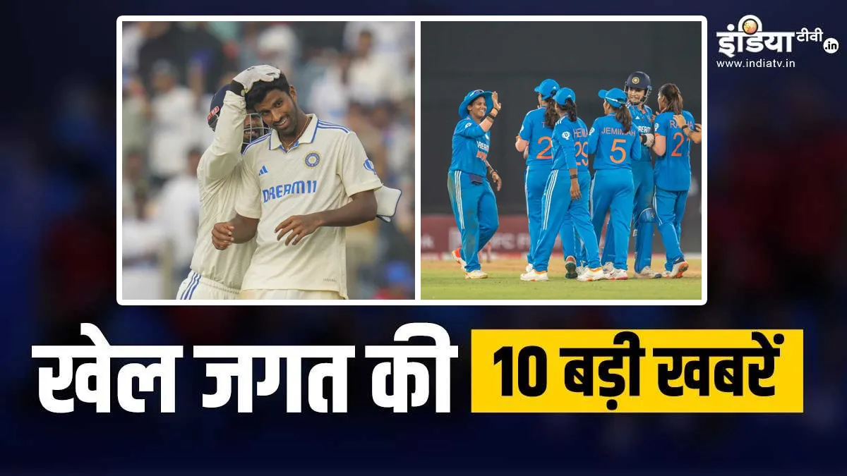 वाशिंगटन सुंदर ने हासिल किए 7 विकेट, भारतीय महिला टीम ने पहले वनडे में दर्ज की 59 रनों से जीत, खेल जगत की 10 बड़ी खबरें INDIA TV- India TV Hindi