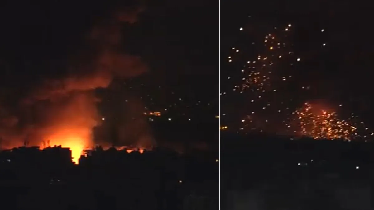 हमास के हमले की बरसी पर इजरायल ने लेबनान पर दागी मिसाइलें, धुआं-धुआं हो गईं इमारतें, थर्रा गया बेरूत-VIDEO इजरायल ने बेरुत पर किया हमला- India TV Hindi