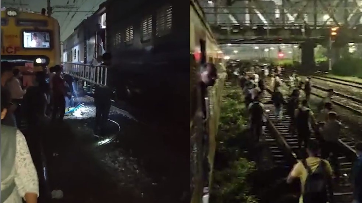 Video: लड़खड़ा गई मुंबई लोकल की सेवा, ओवर हेड वायर टूटा, पटरी पर चलते दिखे यात्री