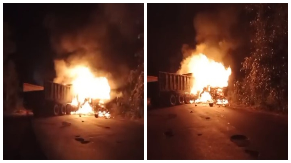 VIDEO: आमने सामने दो ट्रकों की टक्कर में लगी भीषण आग, ड्राइवरों की जल कर हुई मौत