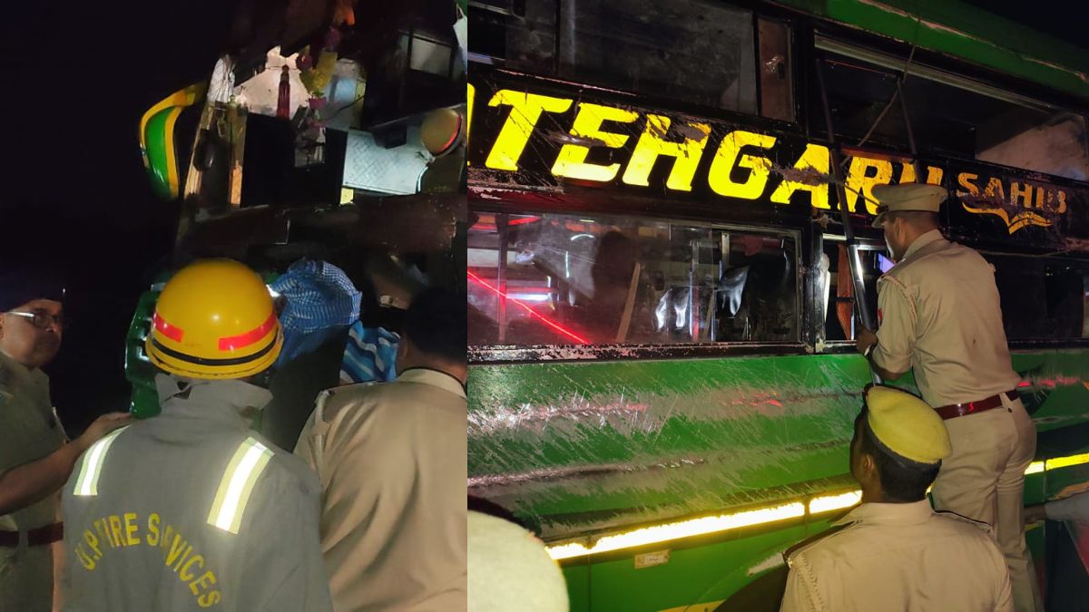 आगरा-लखनऊ एक्सप्रेसवे पर डिवाइडर से टकराकर पलटी डबल डेकर बस, 21 यात्री घायल