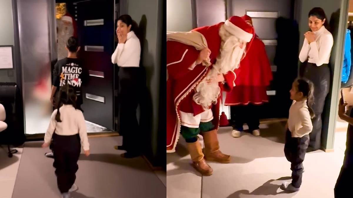 शिल्पा शेट्टी के घर आया सेंटा, साथ लाया ढेर सारे गिफ्ट, बच्चों वियान और समीशा संग मनाया जश्न शिल्पा शेट्टी के घर आया सेंटा, साथ लाया ढेर सारे गिफ्ट, बच्चों वियान और समीशा संग मनाया जश्न